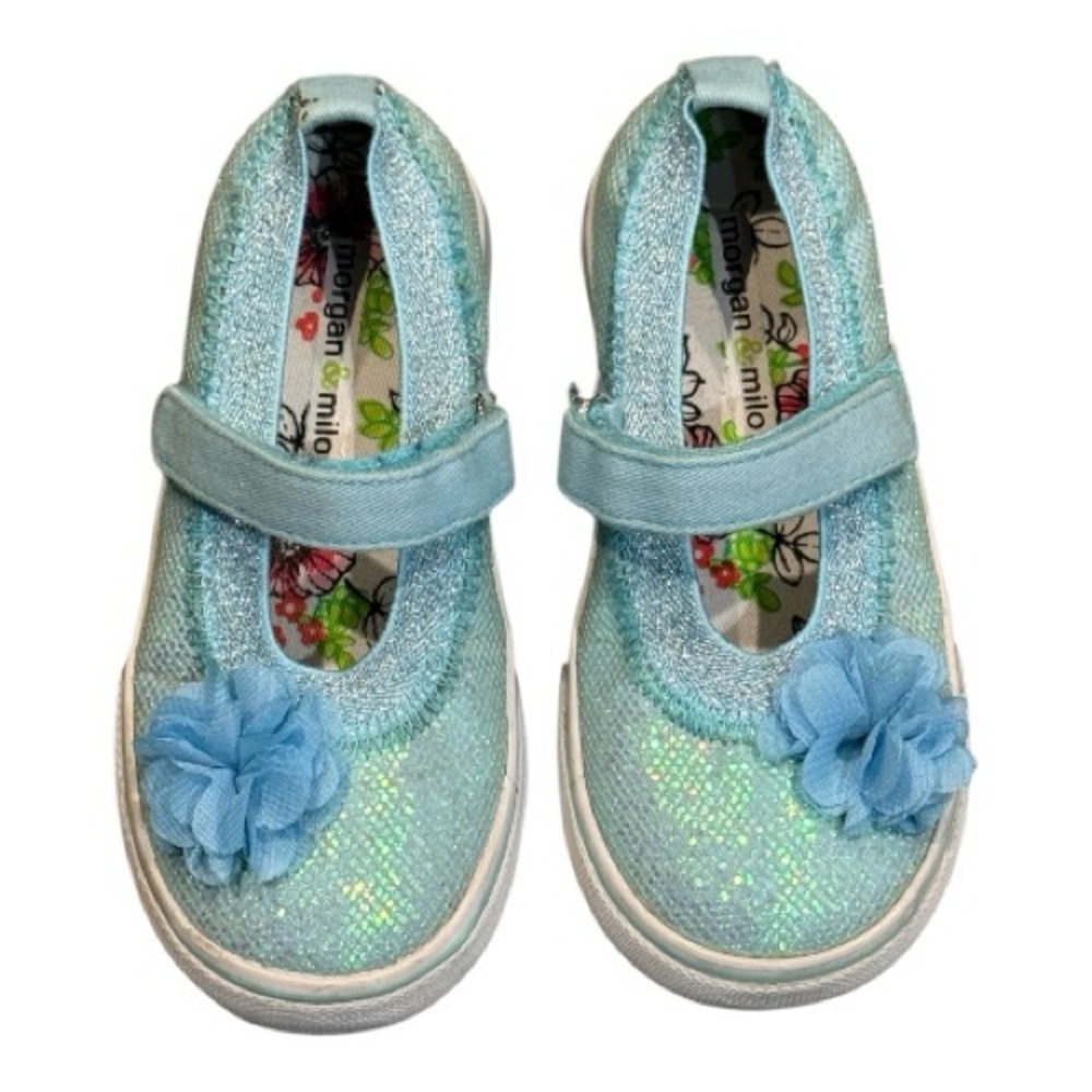 Morgan & Milo Aqua Iridescent Glitter Sneakers